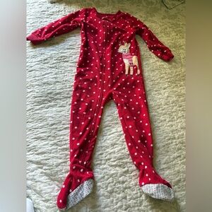 Carter's Red One Piece with Reindeer and Polka Dots